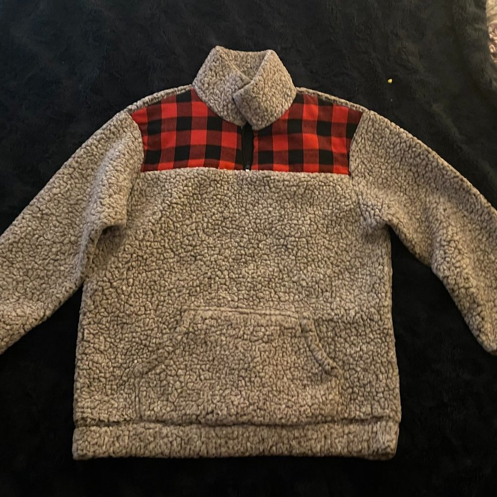 Brown and Red Plaid Sherpa
